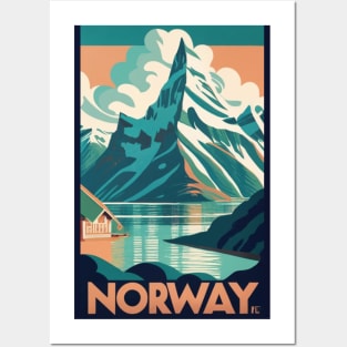 A Vintage Travel Art of the Fjords in Norway Posters and Art